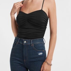 Express Body Contour Compression Ruched Bodysuit With Bra Cups